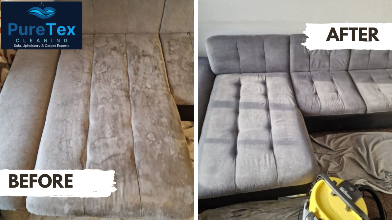 Sofa Cleaning Before and After PureTex
